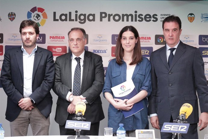 Javier Tebas y José Ramón de la Morena en la presentación de LaLiga Promises