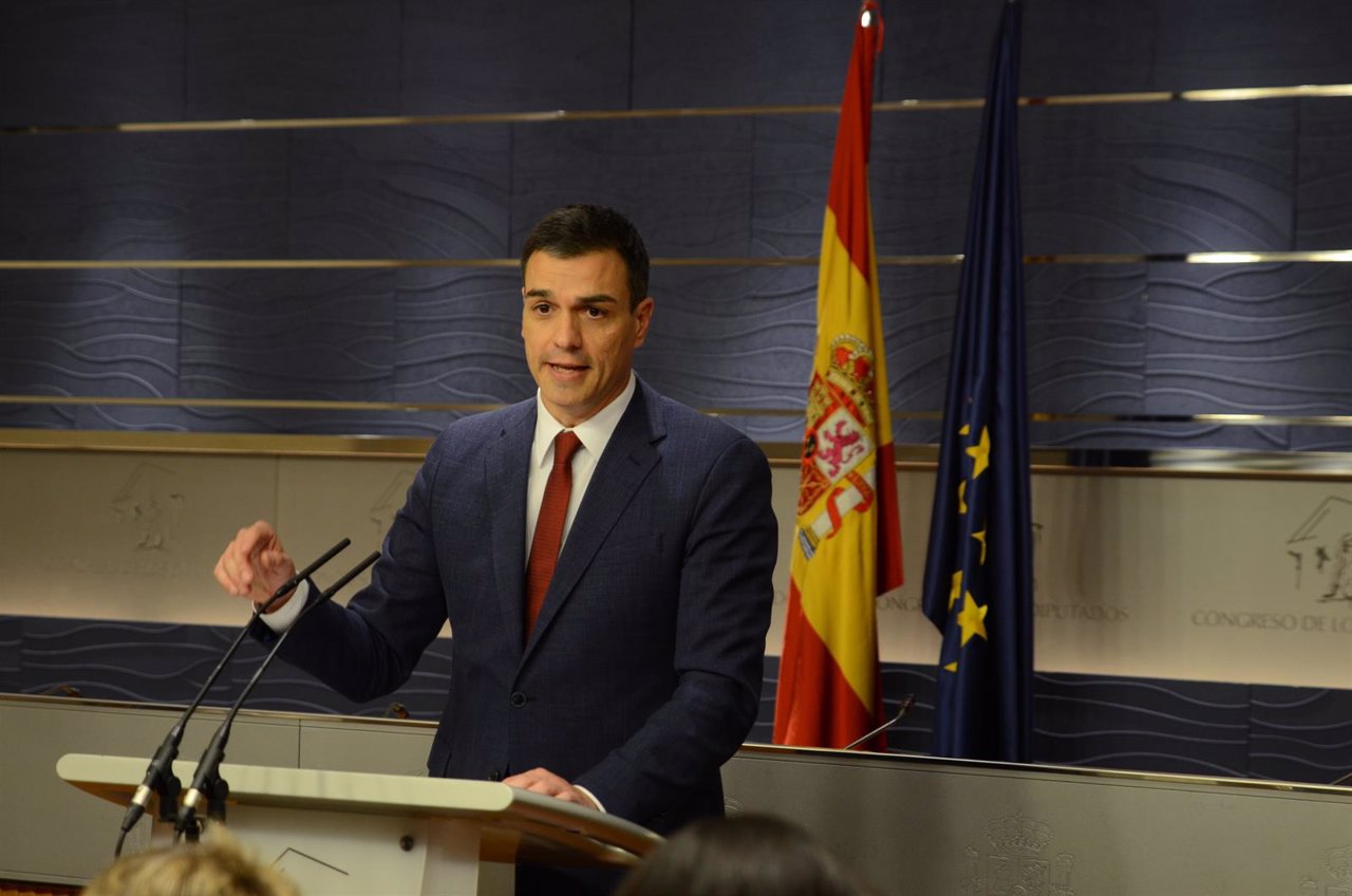 Pedro Sánchez en rueda de prensa tras reunirse con el Rey