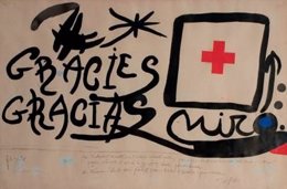 El dibujo de Miró 'Gràcies / Gracias' donado a Creu Roja