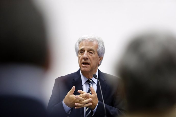 Uruguay's elected President Vazquez gives a news conference to announce the crea