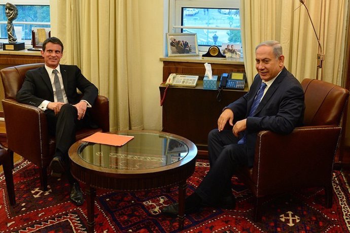 Netanyahu recibe al primer ministro francés, Manuel Valls