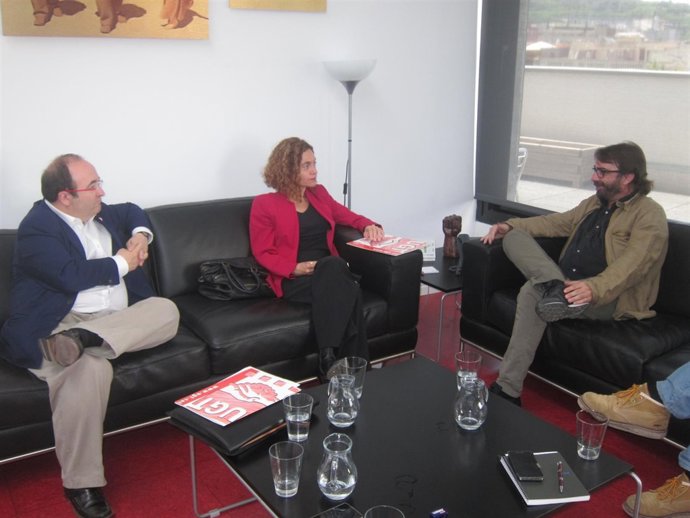 Miquel Iceta, Meritxell Batet (PSC) Camil Ros (UGT)