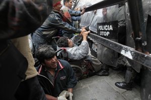 Manifestación de discapacitados en Bolivia