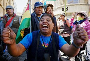 Manifestación de discapacitados en Bolivia