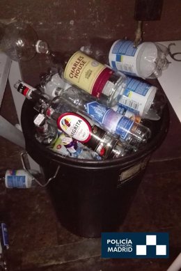 Imagen de botellas de alcohol de una de las fiestas