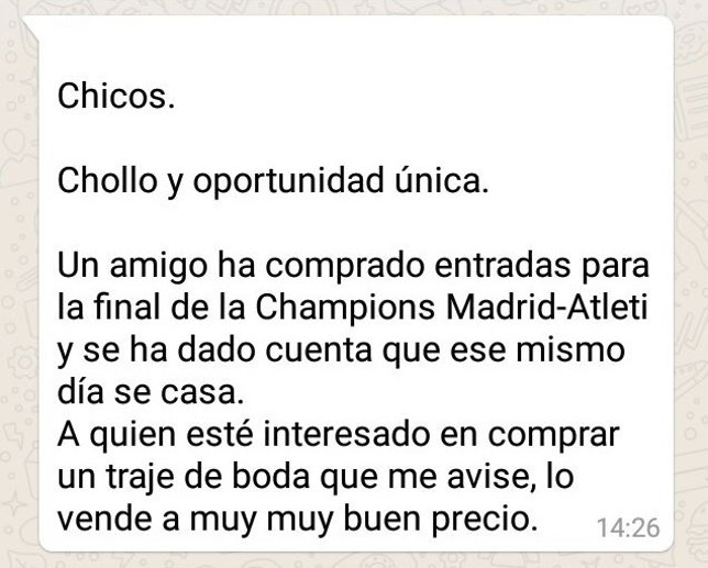 El chiste de la final de la Champions que, seguro, has recibido por Whatsapp