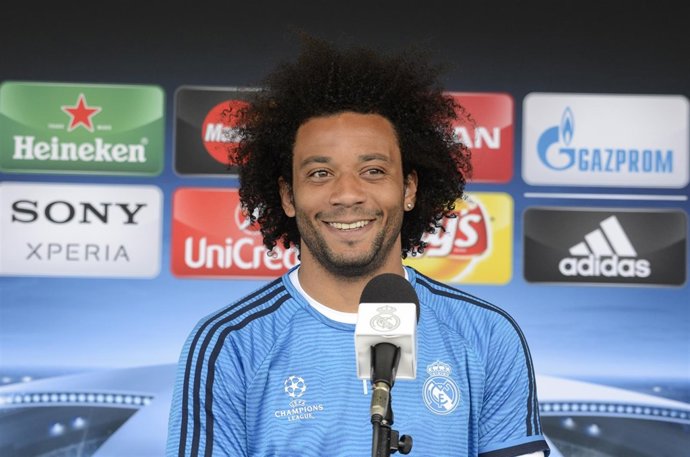 Marcelo en la zona mixta del Open Media Day del Real Madrid