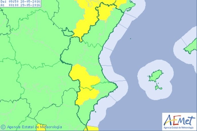 Alerta amarilla en el interior de la Comunitat por viento