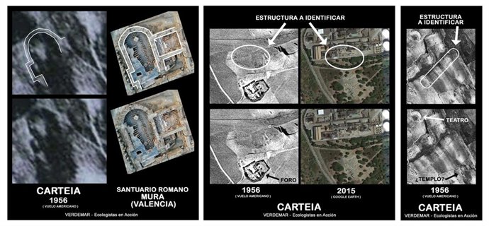 Estructuras de posibles hallazgos arqueológicos en Carteia