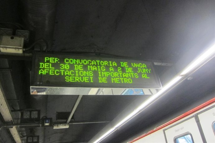 Paros en el Metro de Barcelona entre el 30 de mayo y el 2 de junio