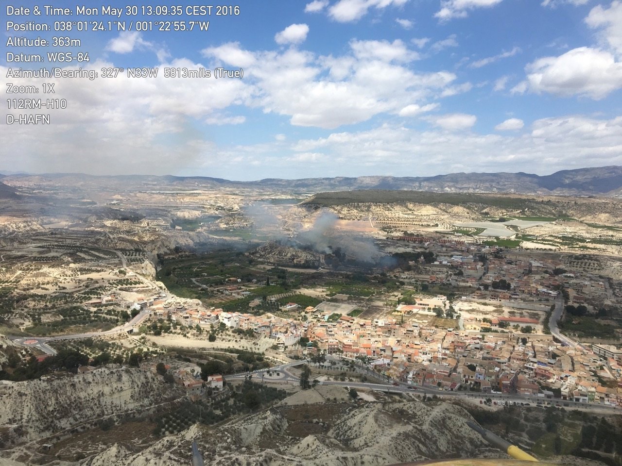 Imagen tomada desde el helicóptero a su llegada