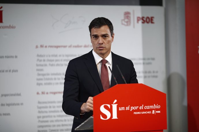 Pedro Sánchez en la presentación del documento Sí por el cambio