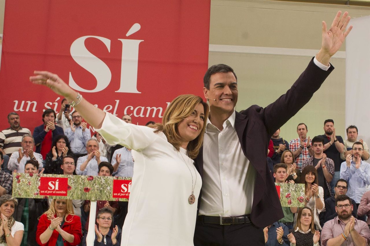 Susana Díaz y Pedro Sánchez juntos en el arranque de la precampaña