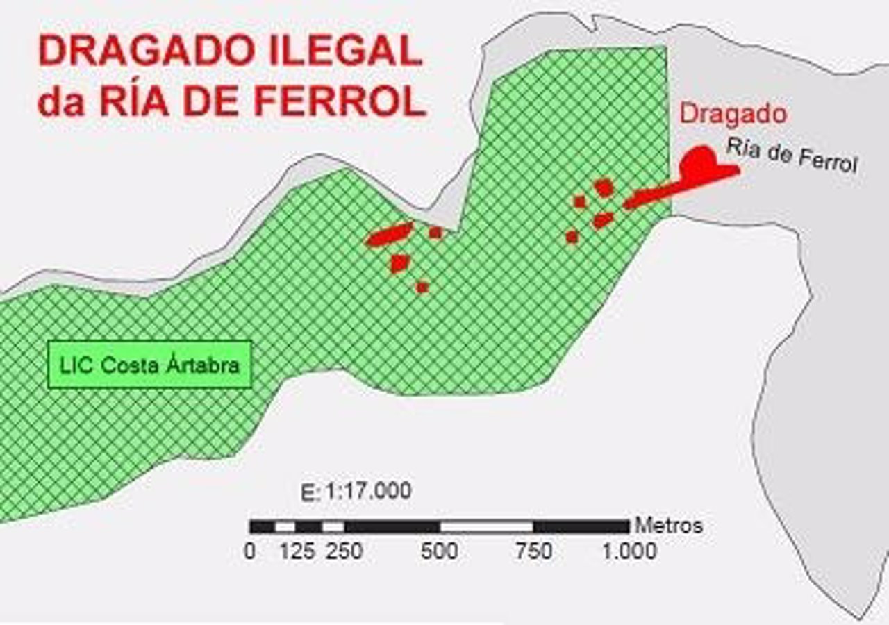 Dragado ilegal denunciado en la Ría de Ferrol.