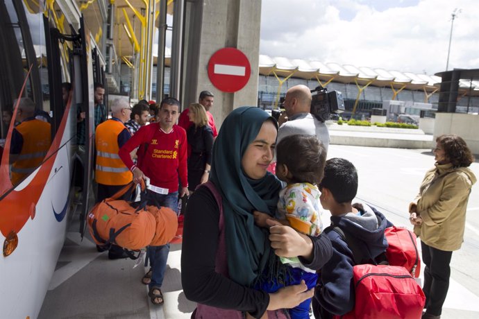 Llegada a Madrid de refugiados procedentes de Grecia