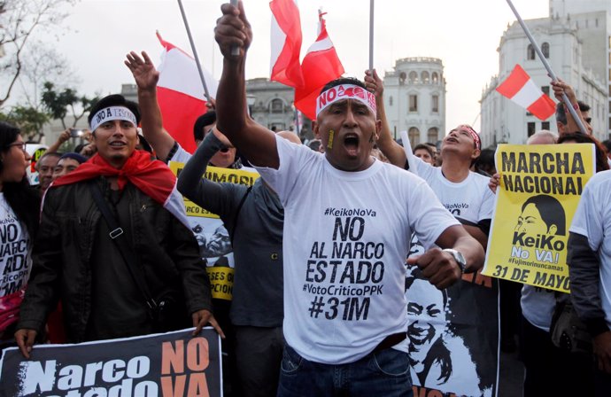 Manifestación contra Keiko Fujimori antes de las Presidenciales de Perú