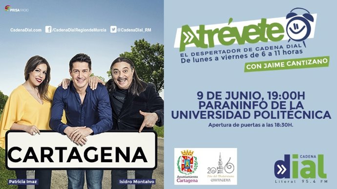 Jaime Cantizano y todo el equipo de "Atrévete" llegan a Cartagena