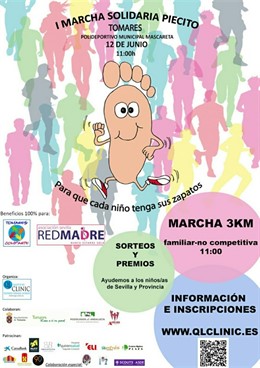 El cartel de la I'Marcha Solidaria Piececito' en Tomares