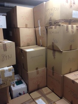 Cajas con la droga destruida