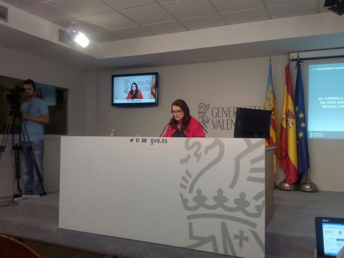 Mónica Oltra en la rueda de prensa posterior al pleno del Consell
