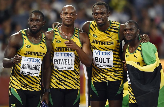 Nickel Ashmeade, Asafa Powell, Usain Bolt y Nesta Carter