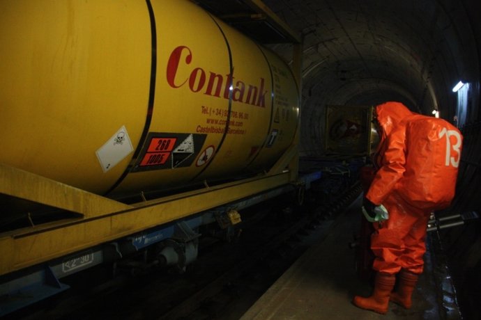 Simulacro en el túnel del Pertús