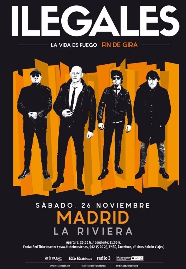 Fin de gira de Ilegales el 26 de noviembre en La Riviera madrileña