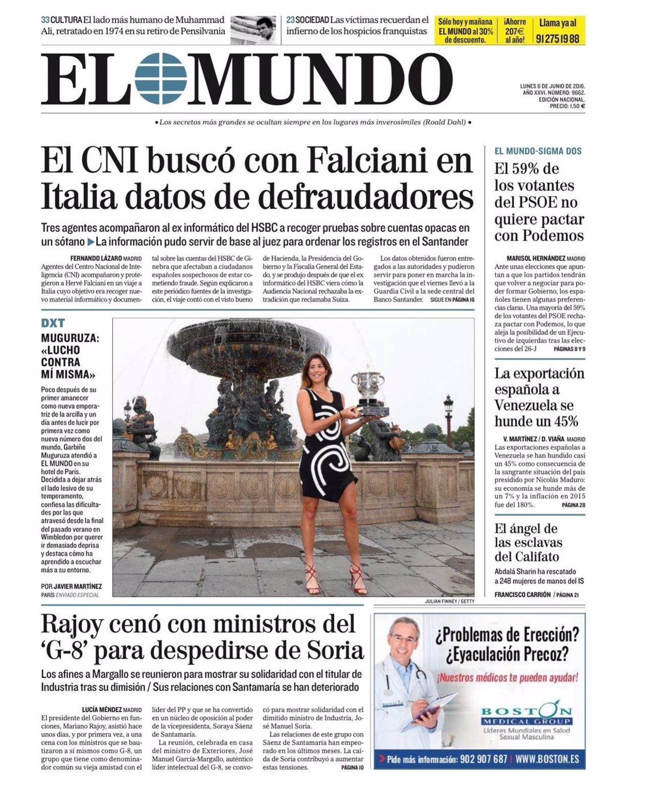 Portada El Mundo 6 de junio de 2016