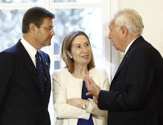 Rafael Catalá, Ana Pastor y José Manuel García Margallo en Moncloa.