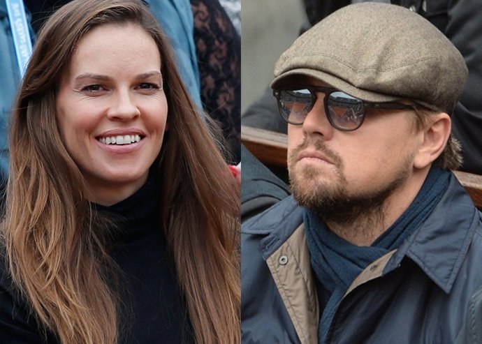 Hilary Swank y Leonardo DiCaprio en la final del Roland Garros