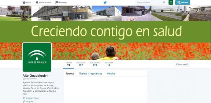 Cuenta de Twitter de la Agencia Sanitaria Alto Guadalquivir