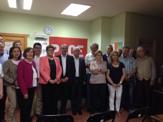 Lambán con alcaldes y concejales socialistas en Caspe