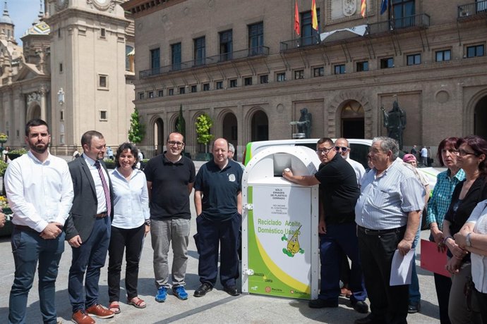 Los contenedores se han presentado hoy en la Plaza del Pilar
