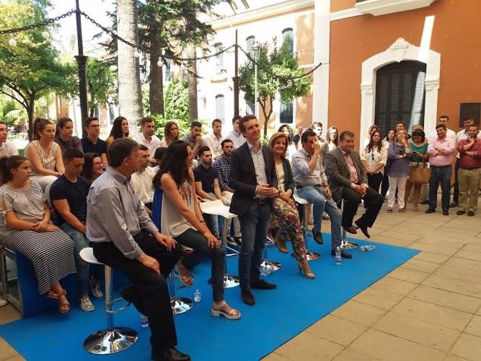 El vicesecretario de Comunicación del PP, Pablo Casado, en un acto en Huelva.