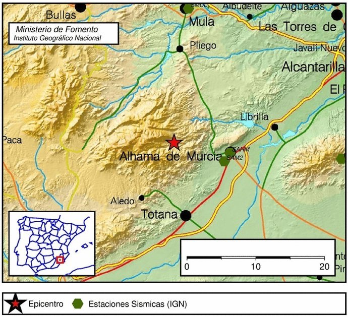 Imagen del lugar en el que ha tenido lugar uno de los terremotos