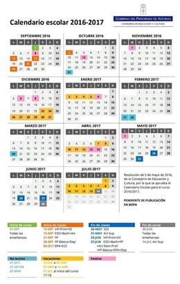 Calendario escolar 2016-2017