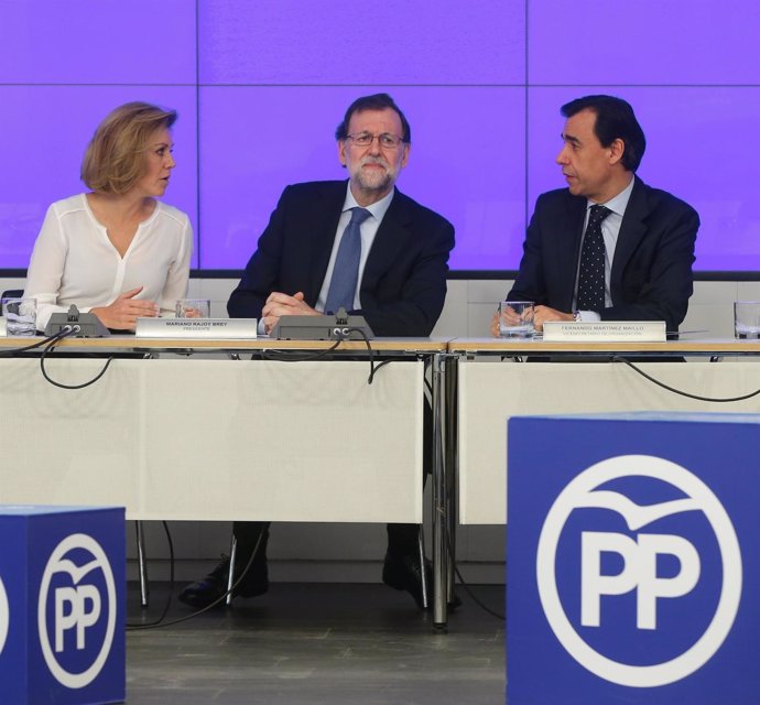 María Dolores de Cospedal, Mariano Rajoy y Fernando Martínez Maillo