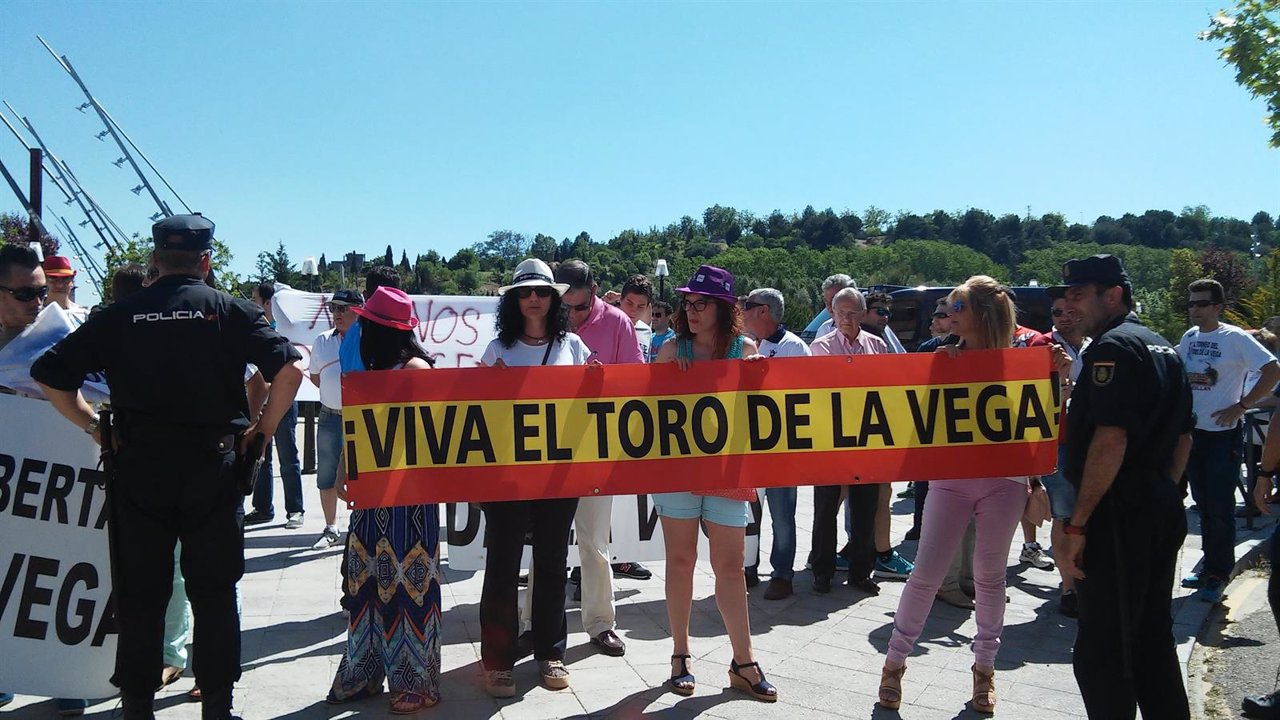 Manifestación frente a las Cortes a favor del Toro de la Vega