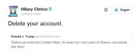 Clinton pide a Trump que cierre su cuenta en Twitter