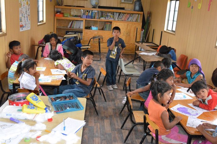 Niños en una escuela en Chihuahua