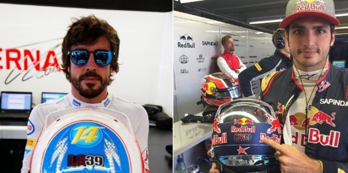 Fernando Alonso Carlos Sainz casco Luis Salom