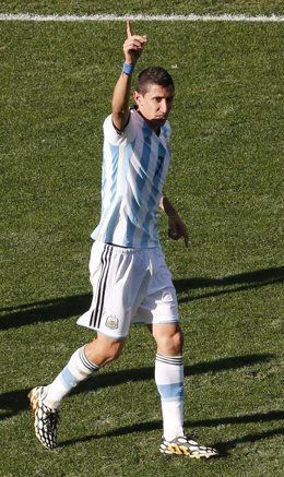 Ángel di María tras marcar con Argentina