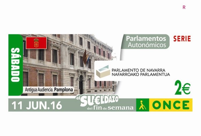 Cupón de la ONCE dedicado al Parlamento de Navarra