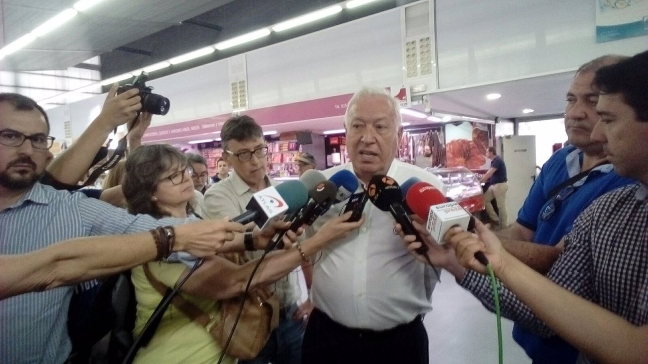 El ministro García-Margallo atiende a los medios en Sant Vicent del Raspeig