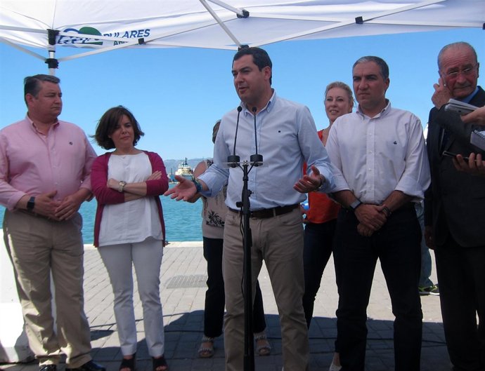 Antonio Sanz, Soraya Sáenz de Santamaría, Juanma Moreno y Bendodo