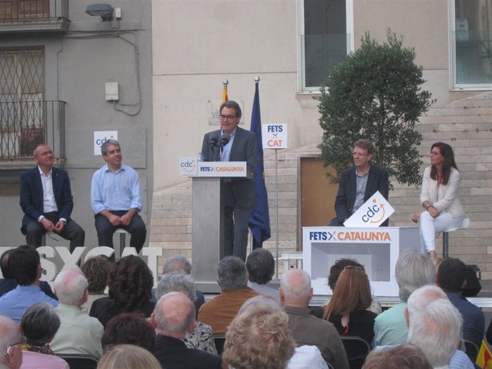 El expresidente Artur Mas en un mitin el 10 de junio en Reus (Tarragona)