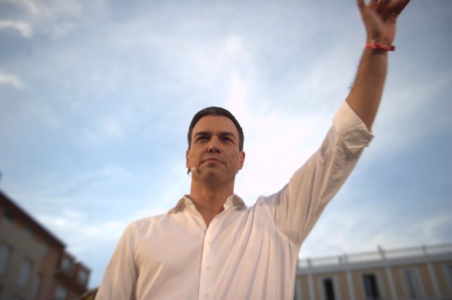 Pedro Sánchez en el mitin de arranque de la campaña