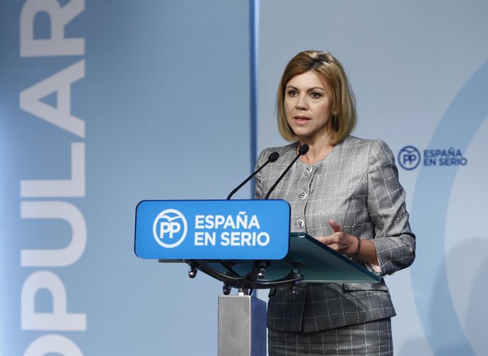 Rueda de prensa de Cospedal en la sede del PP