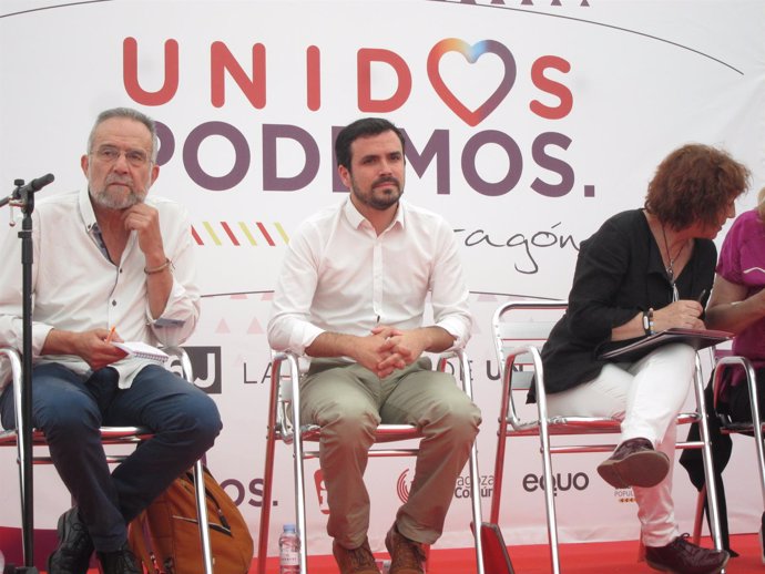 Alberto Garzón, hoy en un acto de Unidos Podemos en Zaragoza