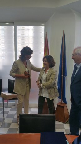 Soraya Sáenz de Santamaría, en un acto en Melilla, en el Instituto de Culturas